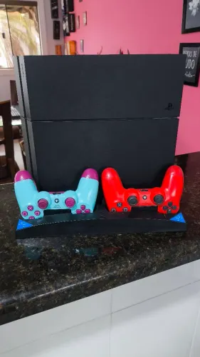 PLAYSTATION 4 + 2 CONTROLES + 5 JOGOS + BASE DE RESFRIAMENTO