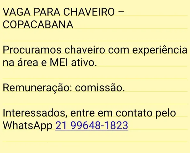 Vaga para chaveiro