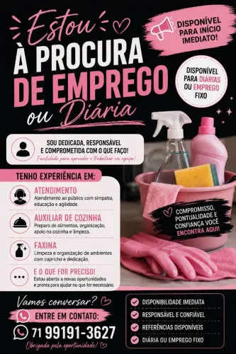 Procurar se emprego fixo ou diária