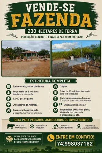 Fazenda no interior de Juazeiro Bahia,lugar excelente valor a negociar