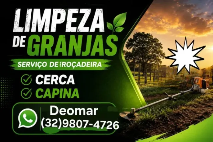 Faço serviço de roçadeira e limpeza em geral etc..