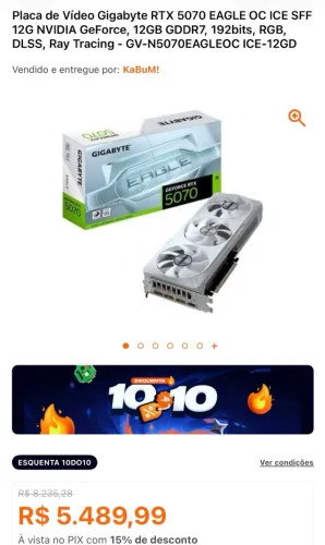 RTX 5070 eagle oc ice - com nf e caixa + 25 meses garantia