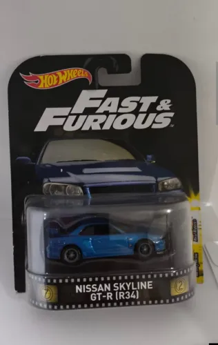 Hot Wheels Retro Entertainment Nissan Skyline GTR R34 - Velozes e Furiosos - Azul