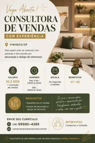 Consultor de Vendas/Design de Interiores