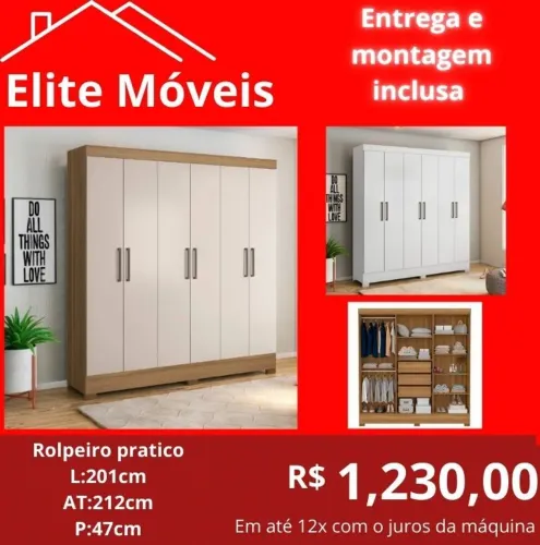 COM A MONTAGEM E A ENTREGA GUARDA ROUPA NOVO NA CAIXA COM GARANTIA DE FABRICA.