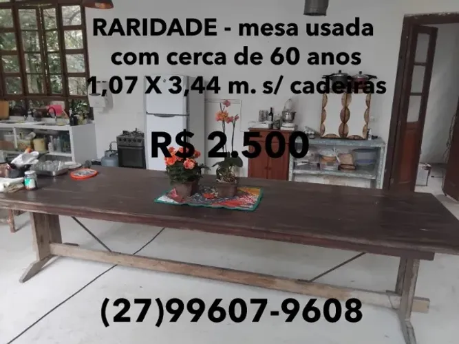 Mesa de Madeira - Raridade anos 60 medindo 1,07 X 3,44 (sem cadeiras)