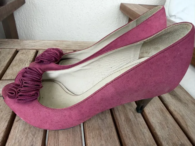 sapato de salto zara rosa 34