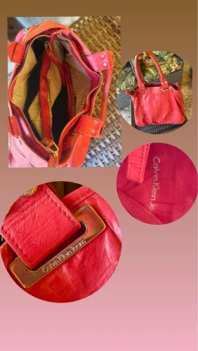 Bolsa couro Calvin Klein espaçosa linda vários compartimentos