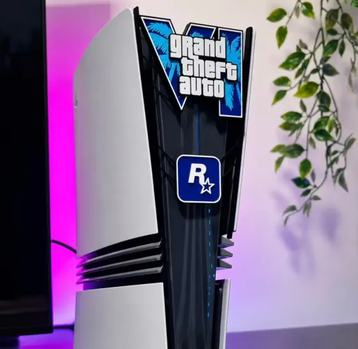 Capa Frontal PS5 GTA 6 | Personalização Console PlayStation 5 | Acessório Gamer Decorativo