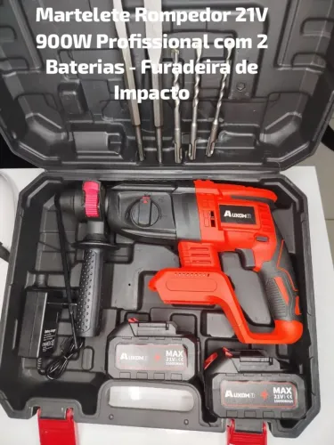 martelete e furadeira a bateria 24v 2 bateria 10 células