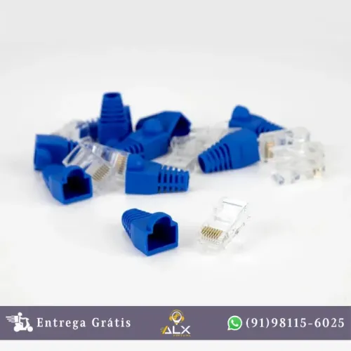 Kit 10 Conectores Rj45 Cat5e + Capa Azul *ENTREGA GRÁTIS*