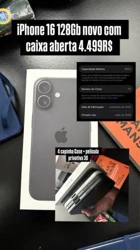 iPhone 16128Gb novo com caixa aberta 4.499RS