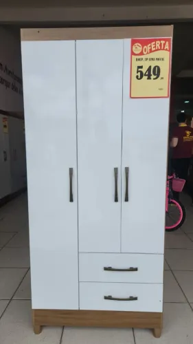 Guarda-Roupa Solteiro 3 Portas e 2 Gavetas - Novo