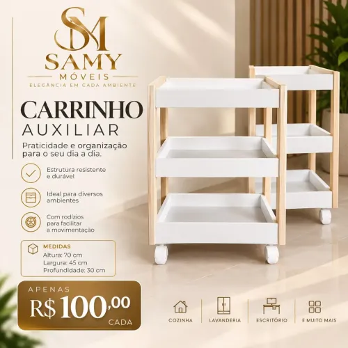 Carrinho Compacto Branco/Pinus