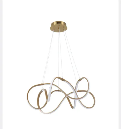 Lustre LED Space Countour Plus Dourado 50W Luz Amarela 60x100cm LLUM Bronzearte