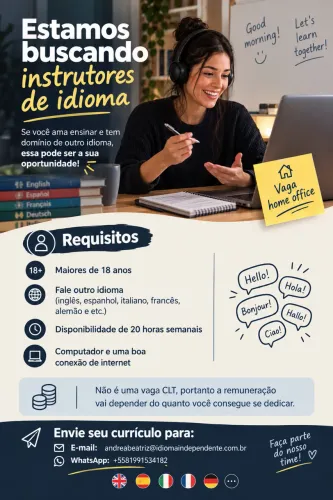 Instrutor de idiomas (Inglês, francês, espanhol, alemão, italiano e etc)