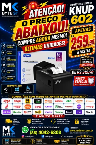 Impressora térmica 80 cm Knup em oferta últimas unidades