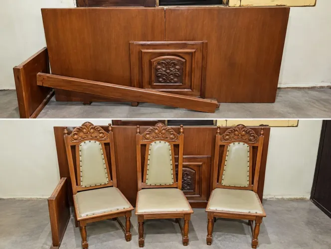 Mesa de Madeira com 4 Cadeiras