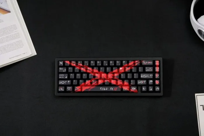 Kit de Keycaps Importado Preto e Vermelho - Estilo Anime