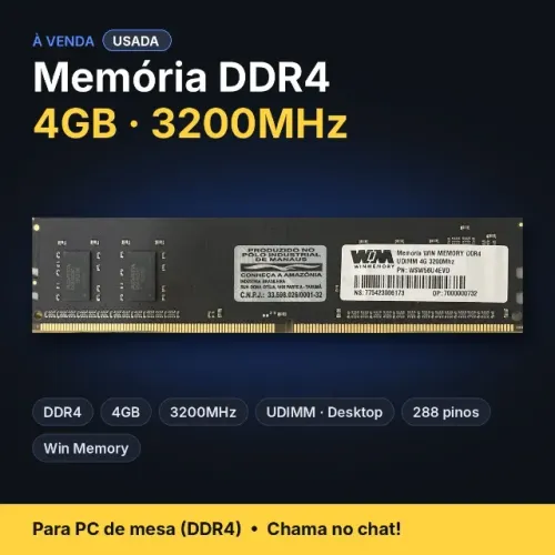 Memória Ram DDR4 4gb