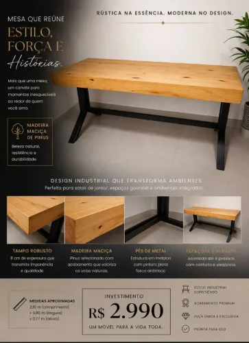 Vende-se mesa estilo industrial