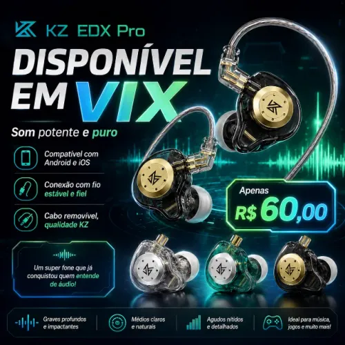 [NOVO] KZ EDX pro Fones de ouvido Intra-aur Monitor Fones de ouvido HIFI(usado na CazéTV)