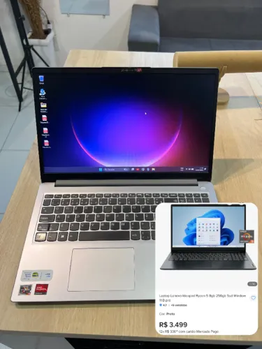 Notebook Lenovo IdeaPad Ryzen 5 | 8GB RAM | SSD 256GB | Windows 11 Pro