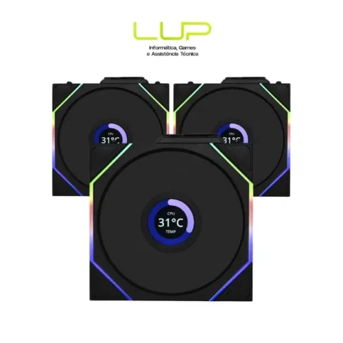 (LOJA FÍSICA) Kit Fan Com 3 Unidades Lian Li Uni Fan TL Wireless - Com tela