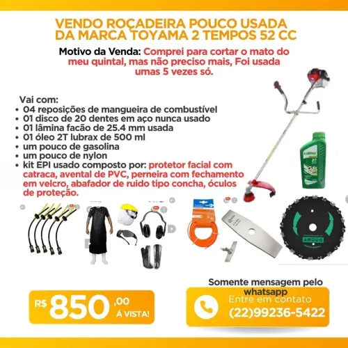 Roçadeira Toyama 52cc usada poucas vezes