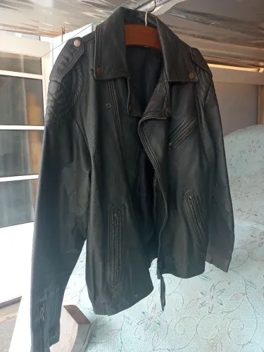 Jaqueta masculina de couro polícia rodoviária