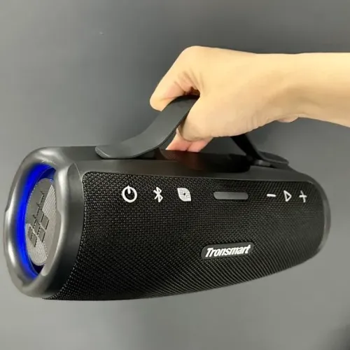 Caixa de som portátil Tronsmart mirtune S100 50W de potência pen drive, aplicativo