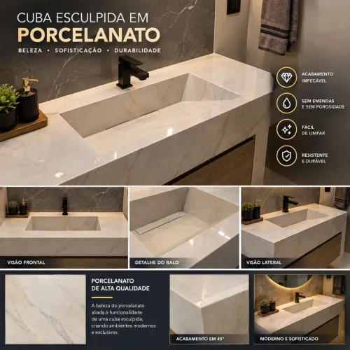 Cubas e nichos em porcelanato.