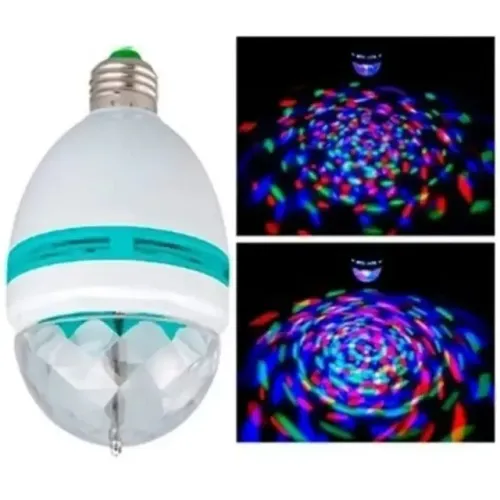 Lâmpada LED Giratória Colorida Globo de Luz de Bocal