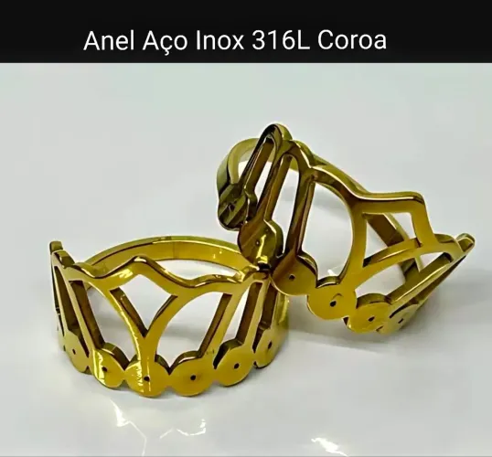 Anéis Coroa dourada em aço