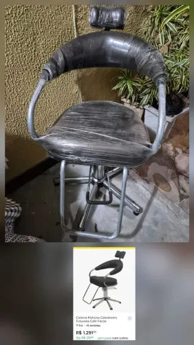 Cadeira e carrinho auxiliar de cabeleireiro 
