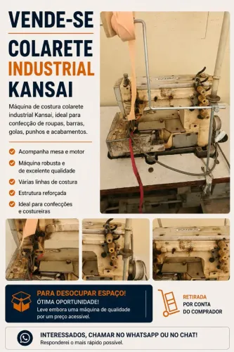 Maquina de costura colarete industrial confecção