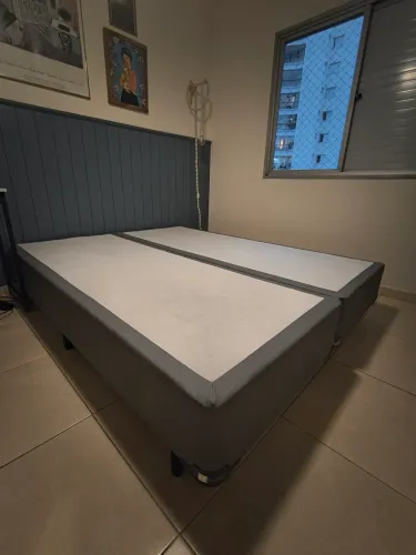Base Cama Box Queen Bipartida - Euro Colchões (Courano / Cinza)