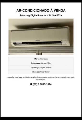 Vendo Samsung Digital Inverter24.000btus