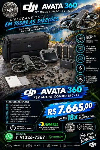 DJI AVATA 360 + RC- 2 -ANATEL E 1 ANO DE GARANTIA DJI BRASIL