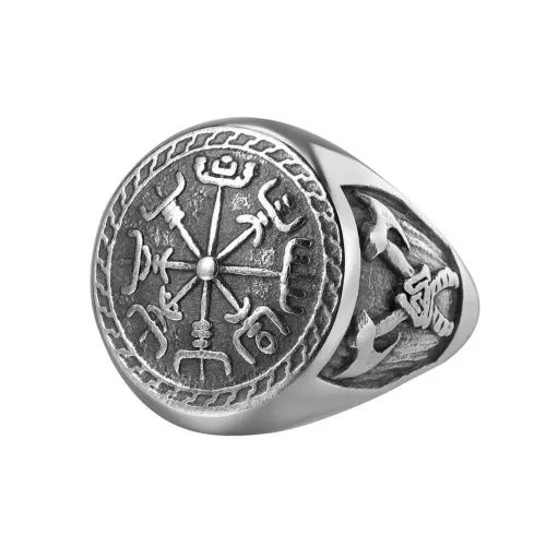 Anél de aço bússola Viking 