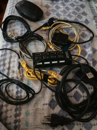 Lote de cabos para PC (roteadores, rede, impressora, energia e mouse sem fio) 