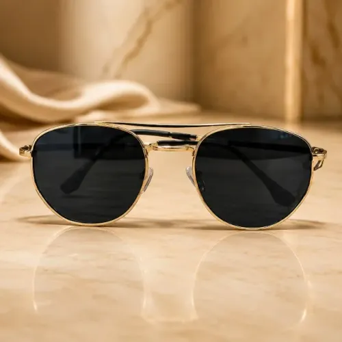 Óculos de Sol Aviador Jamaica - Preto Dourado - Metal