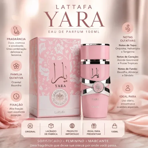 LATTAFA YARA EAU DE PARFUM 100ML ORIGINAL E LACRADO