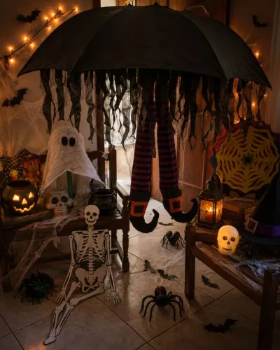 Kit Festa Halloween ? ! Bruxa presa no telhado - vários itens