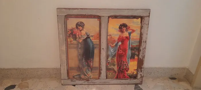 Quadro litografia Art Nouveau , 68 cm X 63 cm , excelente estado