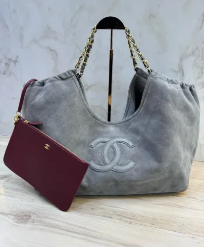 Bolsa maxi couro legítimo camurça italiana Chanel hobo shopping maxi bag