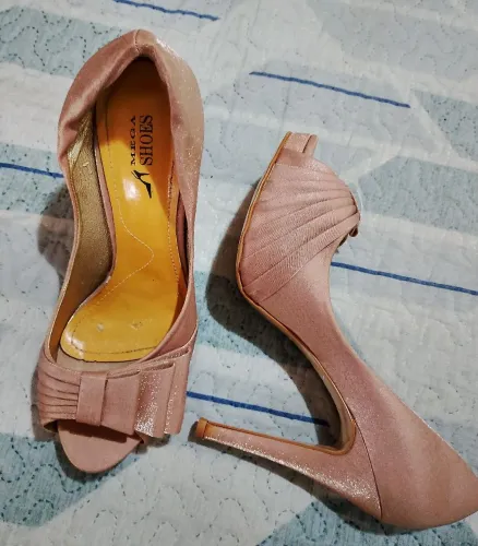 Sapato scarpin salto alto, forrado , rosé Gold, 37