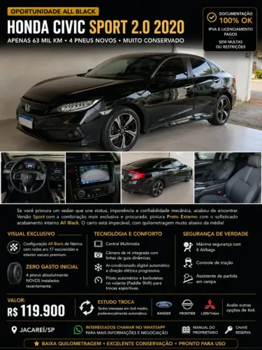 Honda Civic Sedan Sport 2.0 Flex 16V Aut.4p 2020