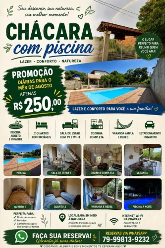 Aluguel de Casa de campo com Piscina em São Cristóvão/ SE