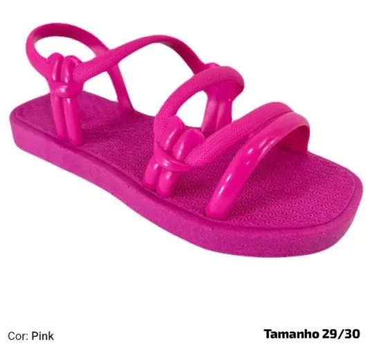 Sandália Infantil Rasteirinha Pink com Corda - Tam 29/30